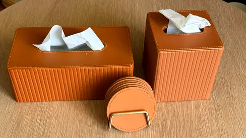 Orange table decor tissue box set