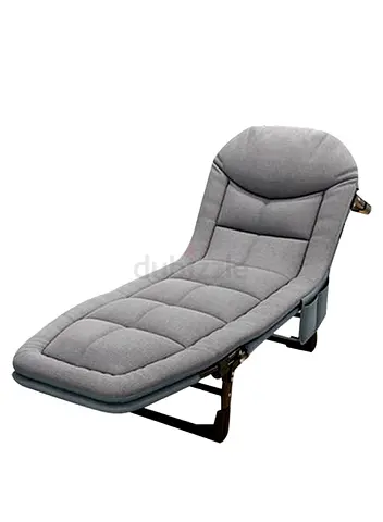 Simple Folding Bed Lounge Chair Foldable Camping Cot with Memory Foam Mattress and Adjustable Backre