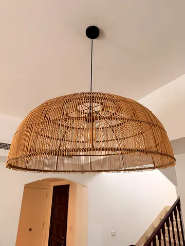 Large Woven Rattan Pendant Light — Bamboo Ceiling Lamp from Wood Culture.
