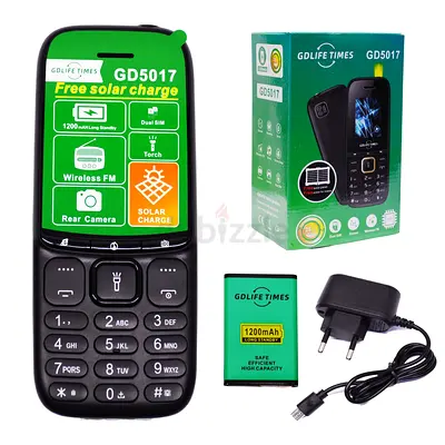 Mobile Feature Phone with Buttons  solar Charger 4.7x2 x0,7inch