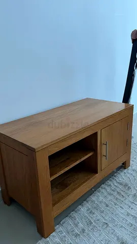 Solid wood TV console with storage - good condition