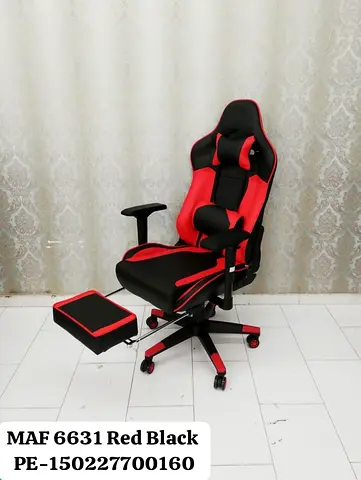 Red  Black Ergonomic Gaming/Office Chair with Retractable Footrest