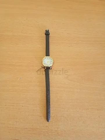 Classic Womens Watch with Black Leather Strap