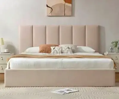 Beige Brand new king size bed with medical mattress good Quality king bed storage