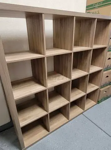 Light oak 20-cubby bookcase — good condition