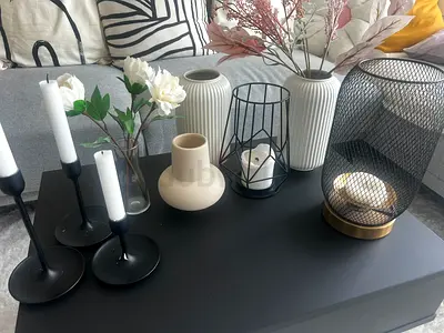 Decorative home accents set — vases, candle holders  lantern