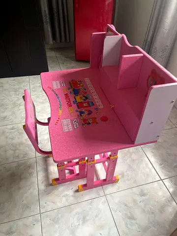 Pink kids study desk and chair set - good condition