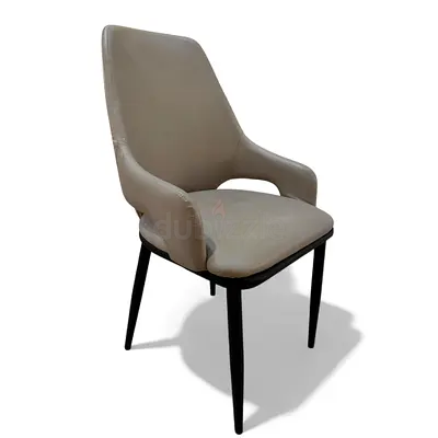 Modern Faux Leather Dining Chair with Integrated Armrests – Mid-Century Inspired Accent Chair