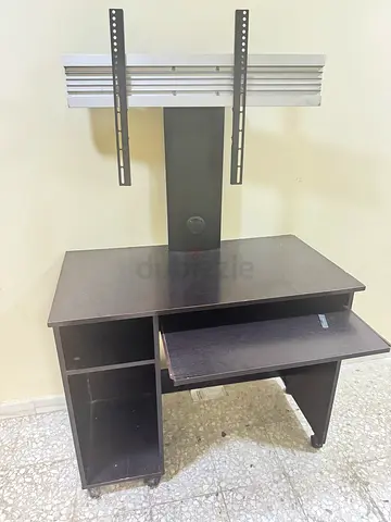 Tv adjustable table with computer table