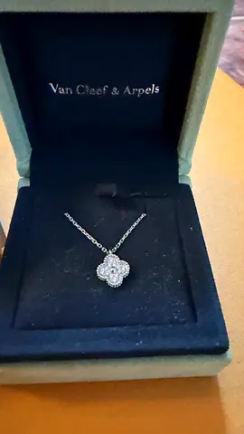 Van cleef sweet al hammered pave diamond necklace