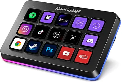 AmpliGame Fifine Stream Controller with 15 Macro Keys, Streaming Keyboard