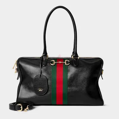 Gucci black borsetto Boston leather bag