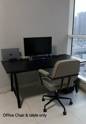 Black computer desk from Ikea.