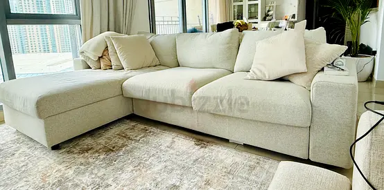 Beige L-shaped Sectional Sofa with Chaise