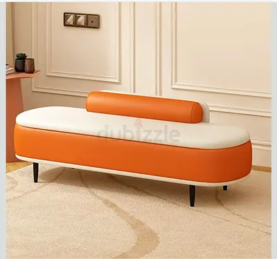Stylish Modern Bench in Orange and White