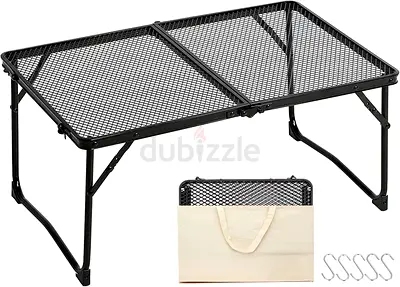 Carbon Steel Mesh Desktop Camp Table,Folding Storage Camping Tables,Portable Grill Table for Outdoor