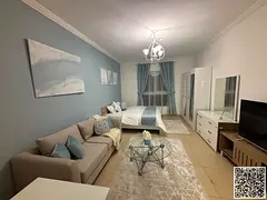 A golden opportunity! Luxurious, fully furnished studio apartment for monthly rent in Al Yasmin Towe