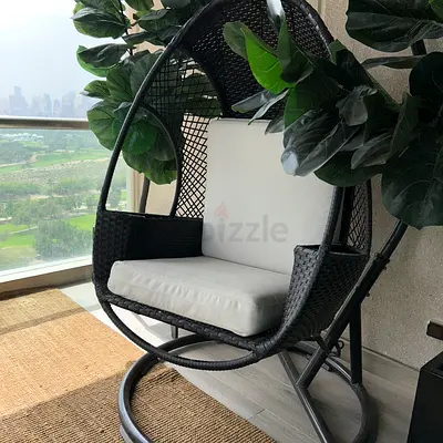 Wicker Hanging Egg Swing Chair with Cushions