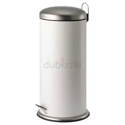 IKEA MJÖSA white pedal bin with stainless steel lid