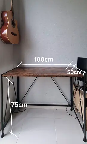 Wooden Top Metal Frame Study Table - 100x50x75cm