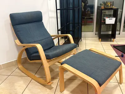 Comfortable Rocking Poang Chair with Ottoman