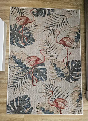 Modern Tropical Rug – Flamingo Design | Excellent Condition