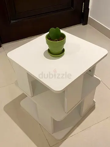 Cute white side table or nightstand - three tier