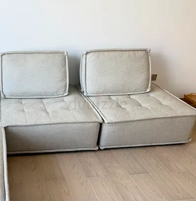 Light beige modular sofa seats — set of 2 (used)