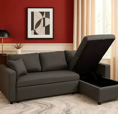 L Shape Stylish Gray Sofa Bed with Storage New For Sale