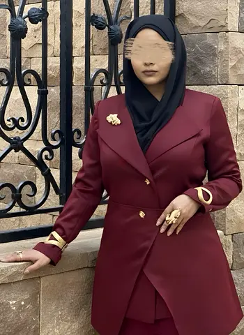 NEVER USED Maroon Double-Breasted Long Womens Blazer set of 4 pcs