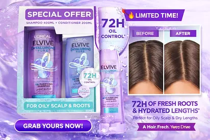 LOreal Elvive Hyaluron Pure Hair Set — Shampoo 400ml + Conditioner 200ml (Unopened)