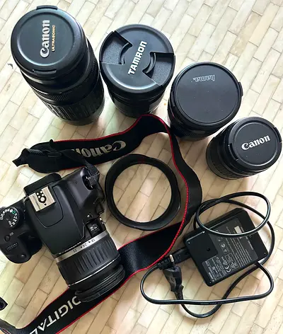 Canon EOS 1000D with lenses