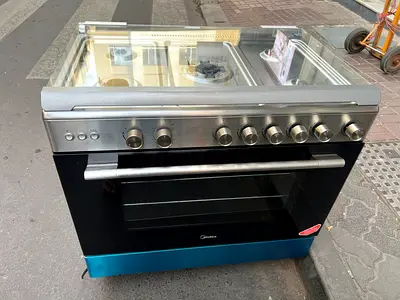 Midea 5 Burner Gas Cooker 90x60 Cm SABAF Italian Burners , DELIVERY + WARRANTY