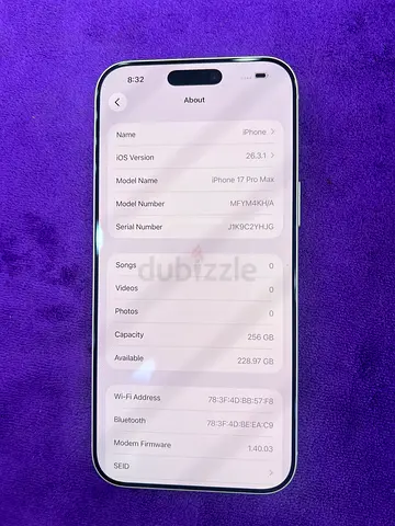 iPhone 17 Pro Max 256GB — working condition 99 battery physical plus eSIM 4699 is last price