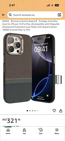 Selling Benks MagSafe ArmorPro shockproof case for iPhone 16 Pro Max (carbon/kevlar look)