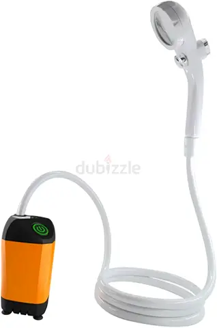 Portable Camping Shower Head Waterproof Compact Rechargeable Adjustable Flow Orange Pump | Sporting