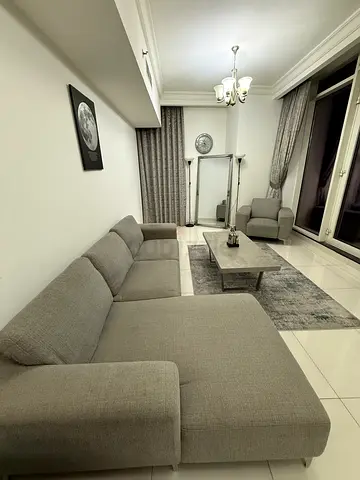 Grey Fabric 3-Seater Sofa with Armchair and Coffee Table - Good Condition