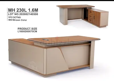 Executive L-Shaped Office Desk with Built-in Drawers - 1.6m