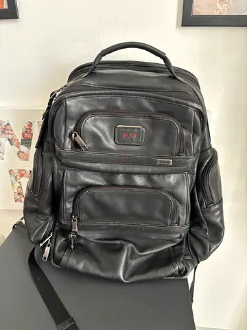 RJD TUMi Black leather multi-pocket backpack - good condition