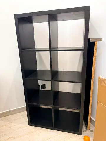 Black 8-cube shelving unit (bookcase) - sturdy used condition