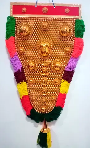 Handmade Decorative Toran (Wall Hanging) with Multicolour Tassels. Nettipattam