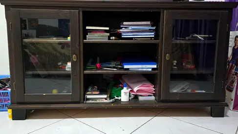 Wooden Cabinet with Glass Doors