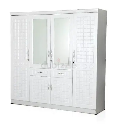 Elegant White Wardrobe with Mirrors