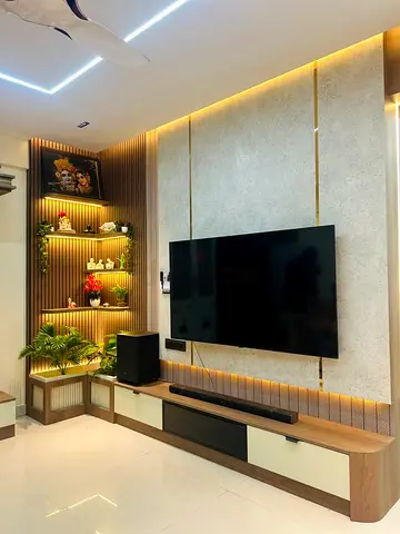 New Entertainment center with display shelves