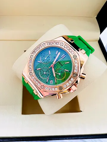 Stylish Green and Rose Gold Chronograph Watch
