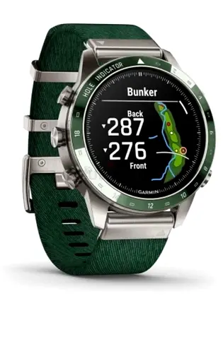 My Garmin MARQ Golfer Smartwatch - Titanium case with green strap