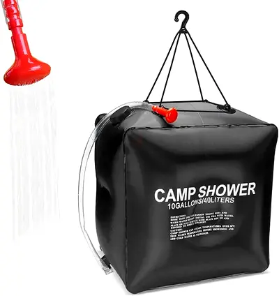 Solar Shower Bag for Camping,10 gallons/40L Solar Heating Shower Bag with Removable Hose and On-Off