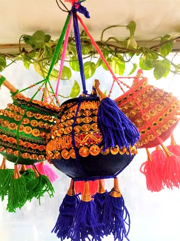 Set of 4 Handmade Decorative Hanging Tassels (Boho/Indian Style)