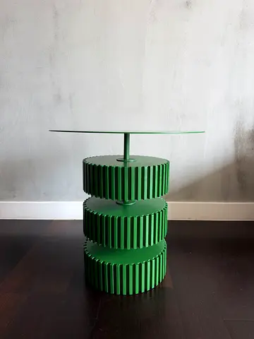 Custome made green metal side table