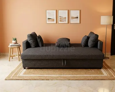 Premium Fabric Sofa Bed with Storage  High-quality material with soft cushions. Easy to open bed me